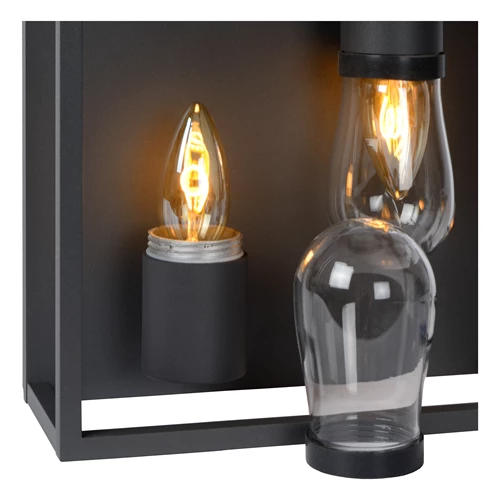 Lucide CARLYN - Plafonnier Salle de bains - 2xE14 - IP54 - Noir - détail 5